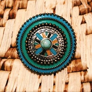 {VINTAGE} 1.5” Circle Ring : Turquoise center : 🌵